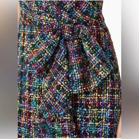 Shoshanna Zoie Beaded Multicolor One-Shoulder Dress